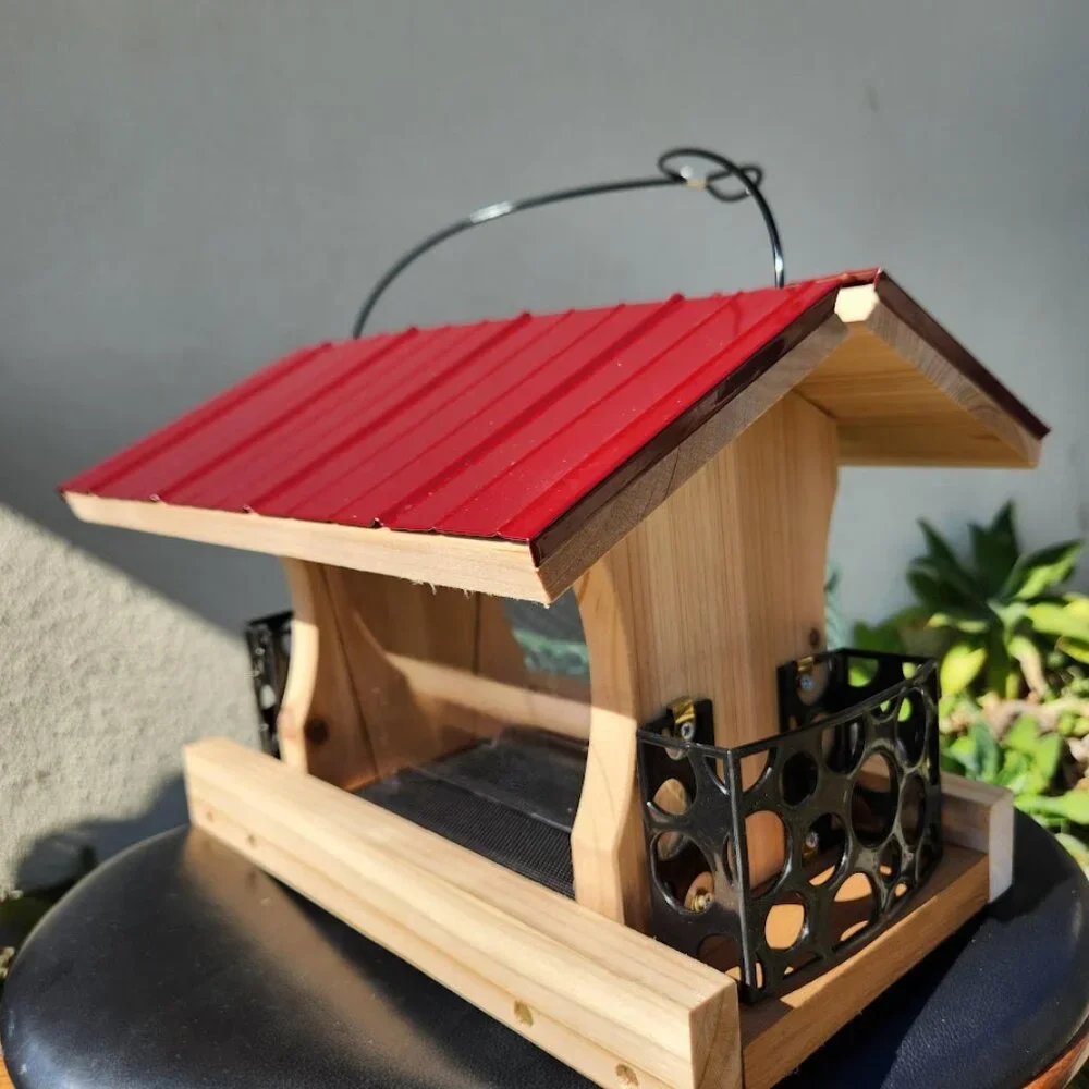 NEW Heavy Duty Bird Feeder Wood Birdhouse Garden Decor Bird House Hand Crafted H